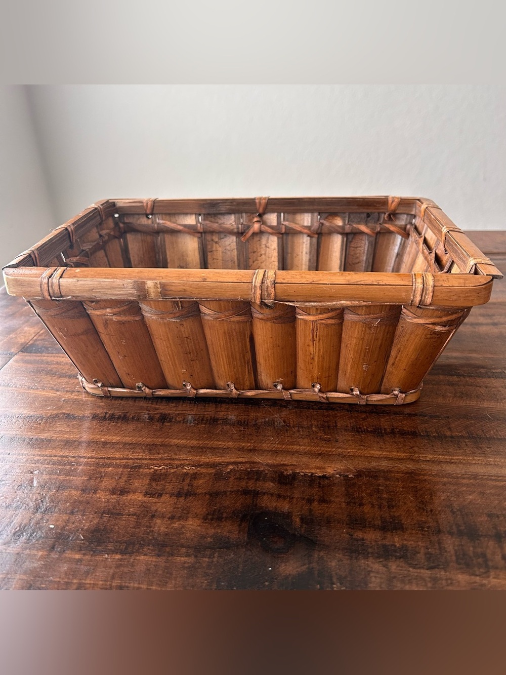 SPLIT BAMBOO BASKET 11” X 7 1/2” X 4”Rectangle Woven Rustic Farmhouse Décor